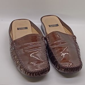 Stuart Weitzman Brown Patent Mule Flats size 8